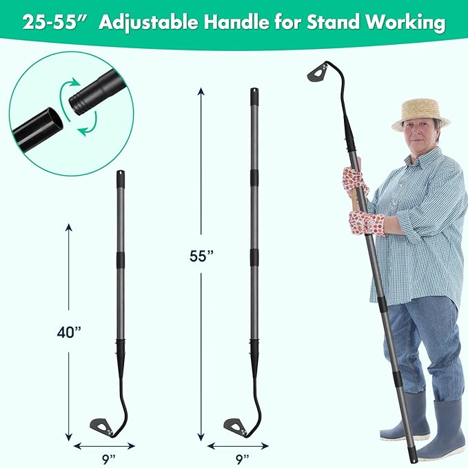 Garden Hoe for Weeding,Heavy Duty Weeding Hoe for Fast Weeds Grass Removal,Loosening Soil Digging Planting Ridging,55 Inch Long Handle,Hardened Hollow Eye Hoe Garden Tools for Garden Flower Beds