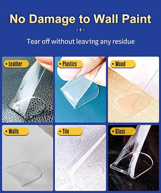 Extra Large Mounting Putty No Residue, Strong Double Sided Glue Adhesive Dots Clear Museum Sticky Tack, Picture Hanging Strips Fixed Posters Decor Craft, 0.6 x 1.38 in (180 Pcs)