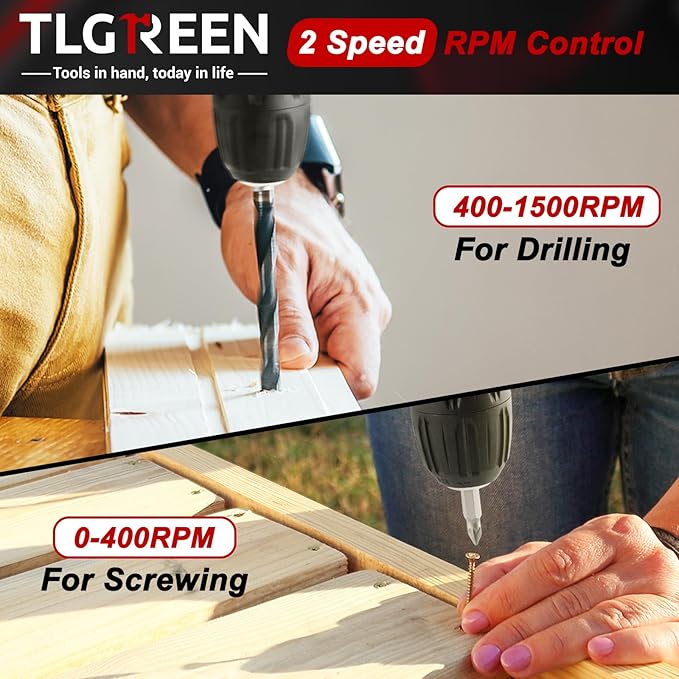 TLGREEN 138 Pcs Tool Set with 12V Cordless Drill –Power Hand Tool Kit with Magnetic Drill Bit Set, 2-Speed Control & Fast Charging,Home Tool Kit for DIY, Repairs,Lightweight Toolbox for Men & Women