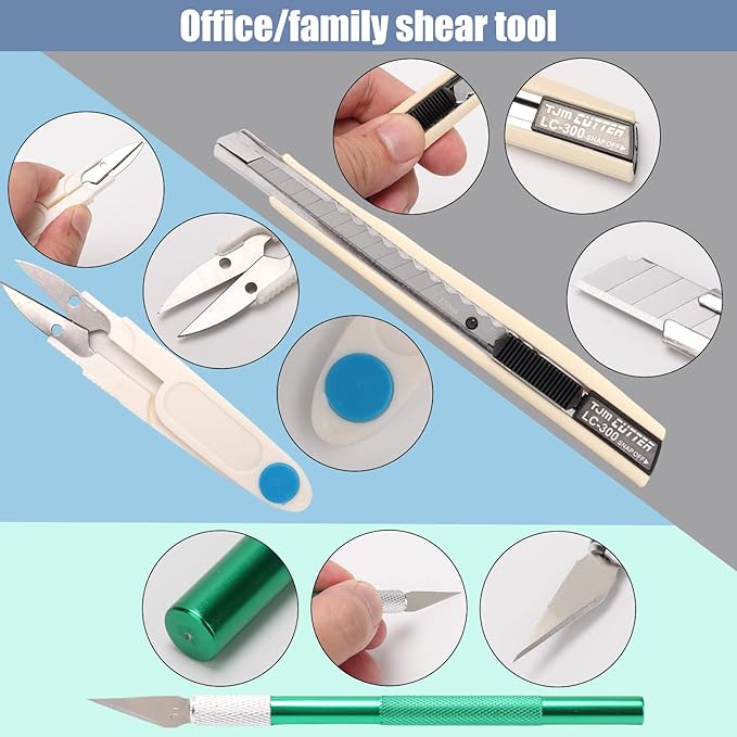 MILUSONG 9-in-1 Portable Tools Set Includes Scissors, Utility Knife, Craft Knife, Ruler, Tape Measure, Sewing Scissors, Tweezers DIY Tool Kit for The Household, Office