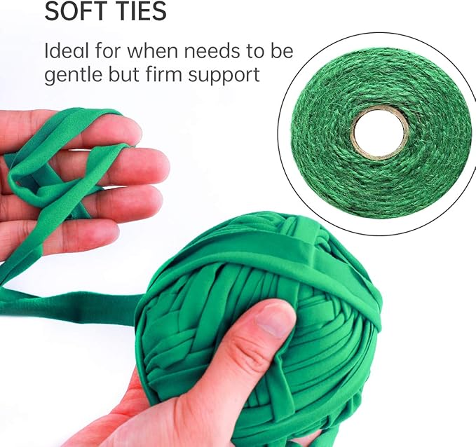 2 Pack Garden String, Green Garden Twine, Soft Ties for Smart Plants, Tree, Flowers, Stretchy Plant Supports for All Gardeners, Craft String (35M/Roll, 115FT)