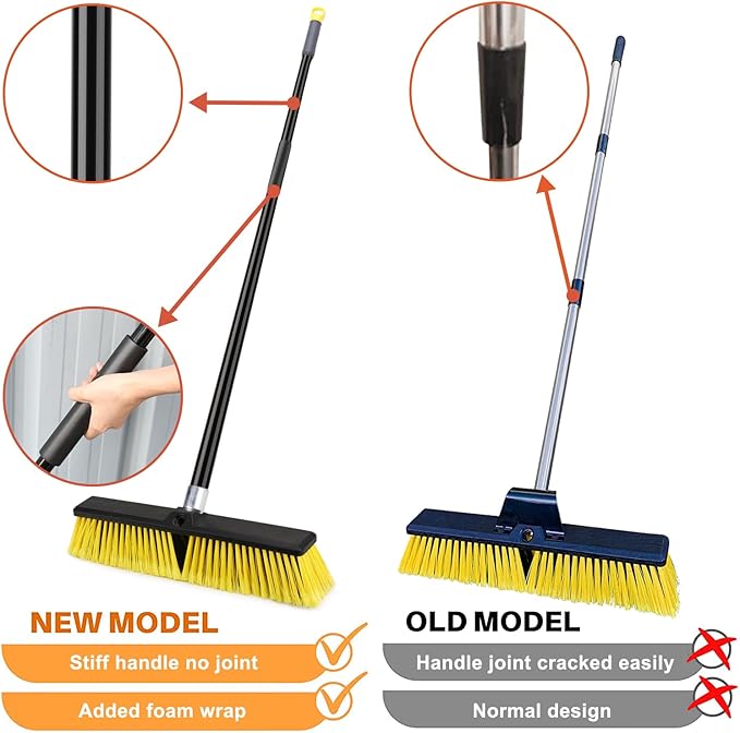 KeFanta 18 Inches Push Broom Outdoor- Heavy Duty Broom with 63" Long Handle for Deck Driveway Garage Yard Patio Warehouse Concrete Floor Cleaning