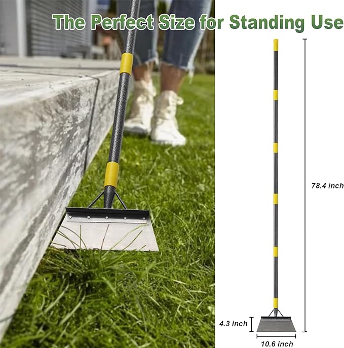 Garden Cleaning Shovel, Multifunctional Flat Shovel with 78 Inch Adjustable Length Ergonomic Handle, Gardening Scraper Shovel for Weeding,Scraping,Ice Remove…, Black, 28QPCC-HZ-5jie