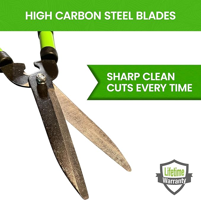 GARDEN GURU Hedge Shears Clippers for Trimming & Shaping Borders, Boxwood, Decorative Shrubs, Bushes, Grass – 15 inch High Carbon Steel Gardening Hedge Clippers & Shears with Comfort Grip Handles