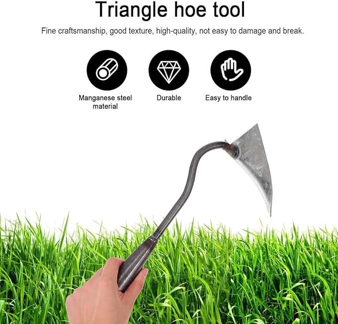 DOITOOL Hoe Garden Tool,Triangle Hoe Head Iron Gardening Hoe for Digging,Weeding,Cutting and Loosing Soil, Garden Hoe Replacement Head