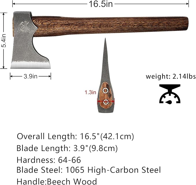 Competition Axe, 16.5" Throwing Axes with 1065 High Carbon Steel & Wooden Handle, Perfect for Axe Throwing Game, Competition and Recreation, Gift for Men