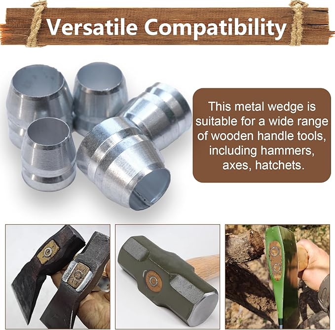 21 PCS Round Axe Handle Wedge Safety Metal Wedge Hammer Handle Wedges for Axe Hammer Sledge (0.31/0.39/0.47 Inch)