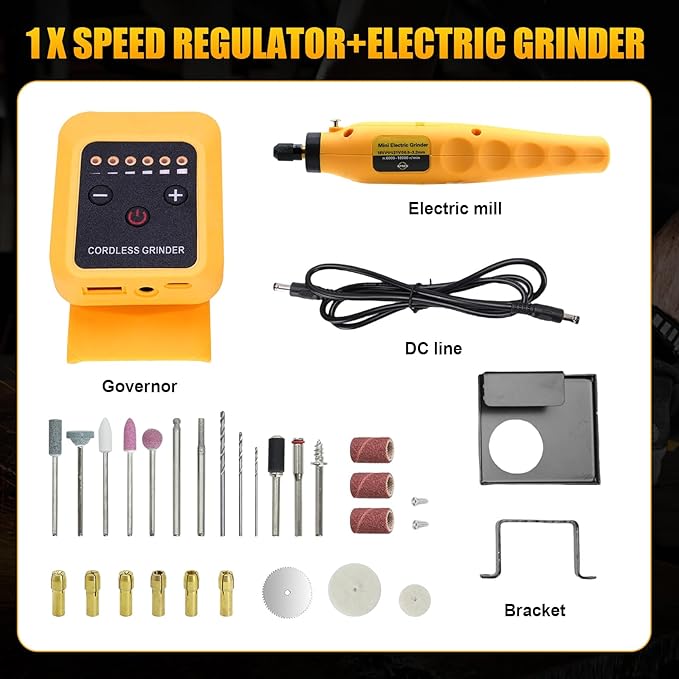 Cordless Rotary Tool Kit for DEWALT 20V Max Battery, 6-Speed with 25 Accessories, Multi-Purpose Power Rotary Tool for Sanding, Polishing, Drilling, Etching, Engraving, DIY Crafts (No Battery)