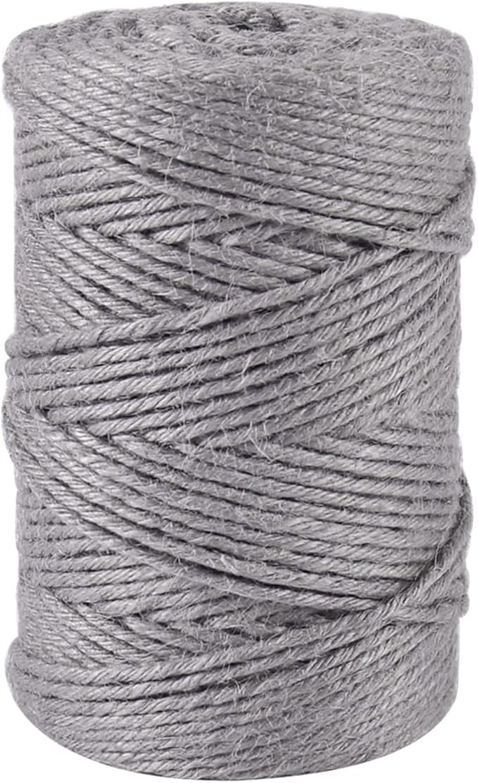 Vivifying 3mm Gray Twine, 328 Feet Strong Jute Rope for Garden, Wrapping, Crafts, Bundling and Decoration