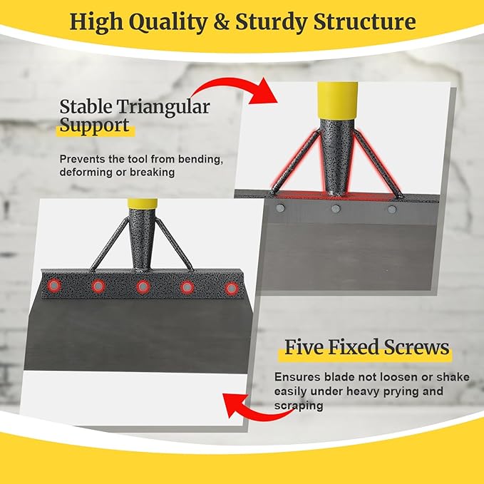 Garden Shovel: Heavy Duty Floor Scraper with Metal Sharp Blade, Multifunctional 60in Long Handle Flat Shovels for Edging Weeding Landscaping Lawn Tool