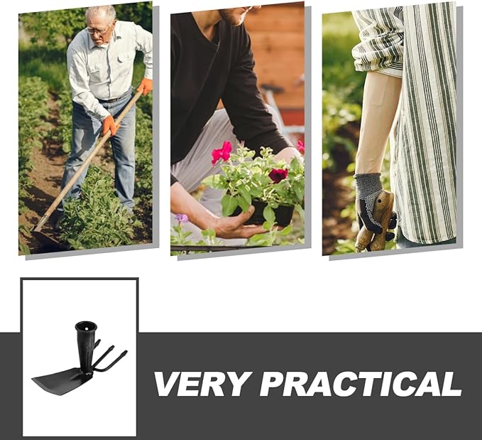 ARTIBETTER Hand Gardening Hoe and Rake Replacement - Carbon Steel Dual Head Tool for Weeding, Digging, and Soil Loosening - 8.07 X 4.25 X 2.95 Inches