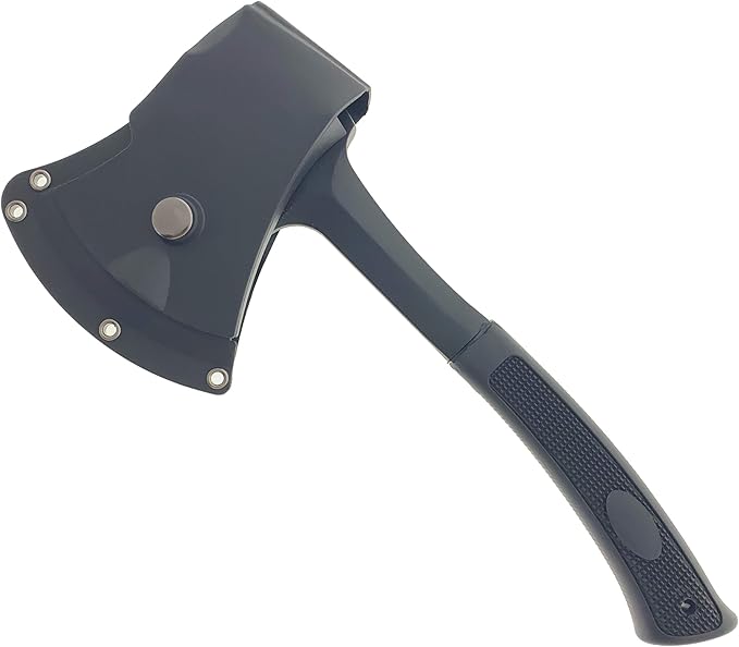 Otakumod 11" Tactical Ranger Axe. Hatchet. Stainless Steel Blade with Hard Cover. for Outdoor Camping - Hiking to Cut Branches, Make Fire. EDC Tasks (Black)