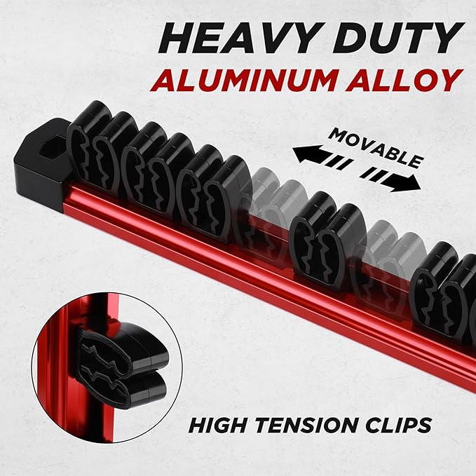 Mayouko Magnetic Screwdriver Wrench Organizer, Aluminum Rail Magnetic Tool Holder, Hand Tool Holder, Toolbox Accessories, Fits Up to 14 Screwdrivers/Wrenches (Tools not Included)