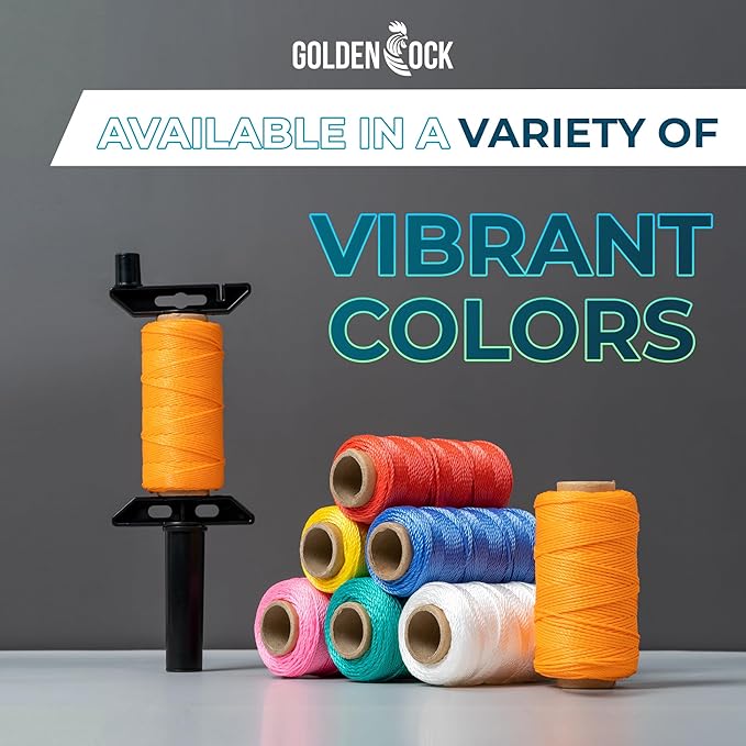 Orange Mason Line String – 393ft, 1.3mm Thick Twisted Polypropylene – Durable Construction Twine for Laying Bricks, Blocks, Fences in Gardening, DIY & Landscaping Projects