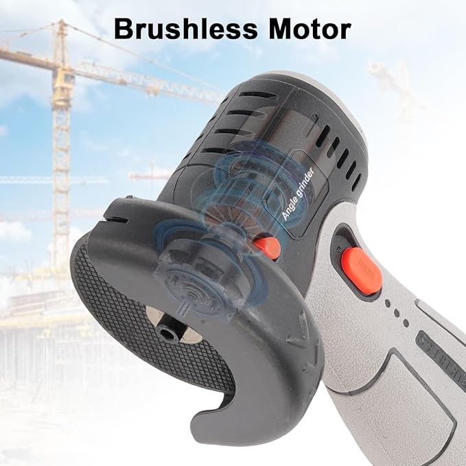 Brushless Cordless Angle Grinder Kit, 19500rpm Mini Electric Angle Grinding Tool with 2x16.8V 2000mAh Battery and 6-Cutting Discs, Grinder Handheld Cutter for Metal Wood