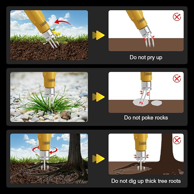 Weed Puller Tool,Electric Stand Up Weed Puller Tool, 21V Battery Powered w/ 2pcs 3000mAh,Heavy Duty 3-Claw Steel Root Weeder,for Dandelion Lawn Garden Yard
