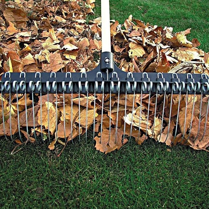 THE GROUNDSKEEPER II Rake 55-inch Lightweight Fiberglass Handle, 21-inch Head, Durable Steel Tines for Gardening, De-Thatching or Professional Landscaping