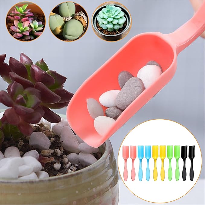 10 Pcs Mini Gardening Shovel Spoons Plastic Cultivation Tools Soil Scoops Digging Transplanting Gardening Spade Hand Trowel Rake for Potted Flowers Succulents Loose Tea-Leaf Scoops, Multiple Colors
