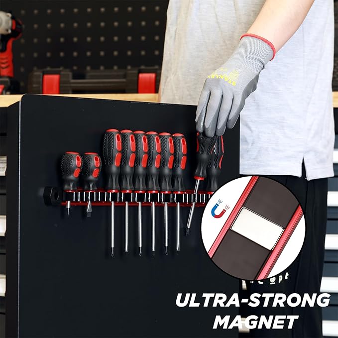 Mayouko Magnetic Screwdriver Wrench Organizer, Aluminum Rail Magnetic Tool Holder, Hand Tool Holder, Toolbox Accessories, Fits Up to 14 Screwdrivers/Wrenches (Tools not Included)