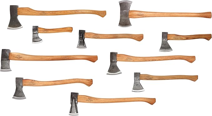 1844 Helko Werk Germany Axe Collection - 10 Traditional Axes - Hinterland, Saxon, Spaltaxt, Mini Spalter, Bavarian, Hessen, Black Forest Woodworker, Rheinland Pack Axe, Rheinland Hatchet, Wölfling