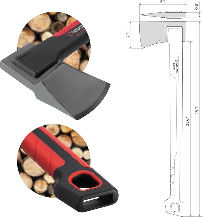 INTERTOOL Splitting Axe for Firewood 28” Maul Wood Splitter Ax Tool for Deeper Cuts, Chopping, Kindling, Camp, Survival - Shock Absorbing MAX Grip Handle, Sheath - HT08-0297