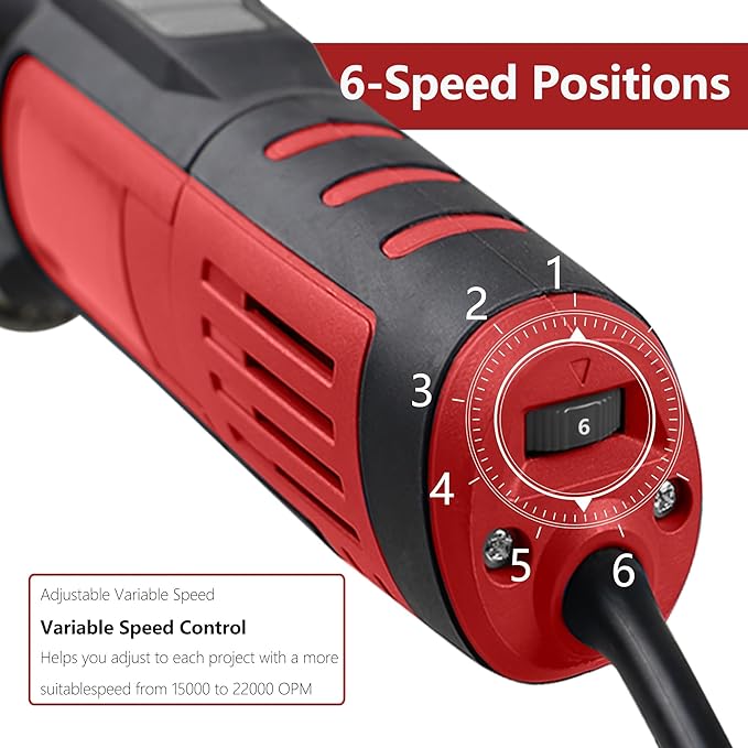 NEWONE Oscillating Tool 4 Amp Oscillating Multi-Tool Kit with 4° Oscillation Angle,6 Variable Speed with 5-piece Electric Multitool Blades (Red Black)