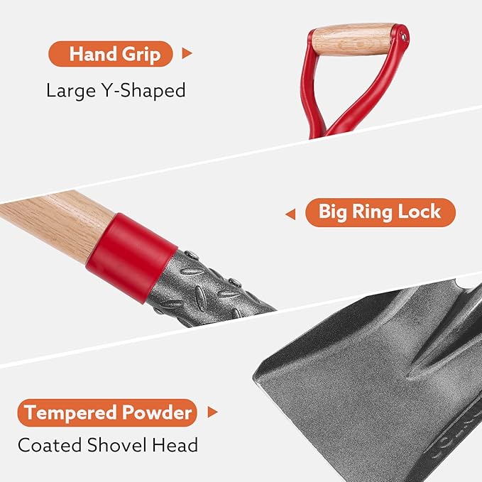 Heavy Duty Short Handle Square Flat Transfer Shovel for Gardening,Yard Work,Farming,Construction, 43 inches