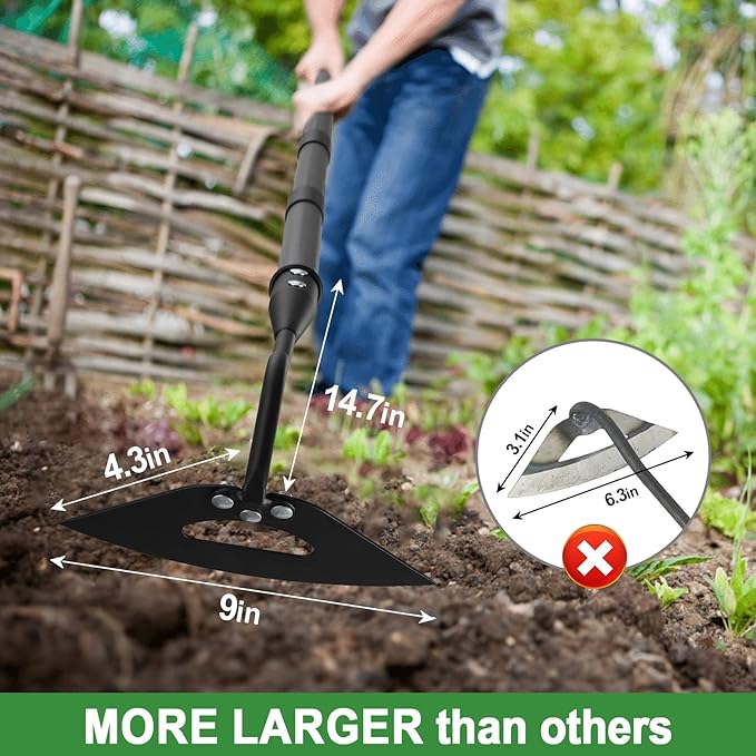 COCONUT Garden Hoe, 54 inch Long Handle Weeding Hollow Hoe Garden Tool, Heavy Duty Gardening Hoe with Durable Blade for Loosening Planting