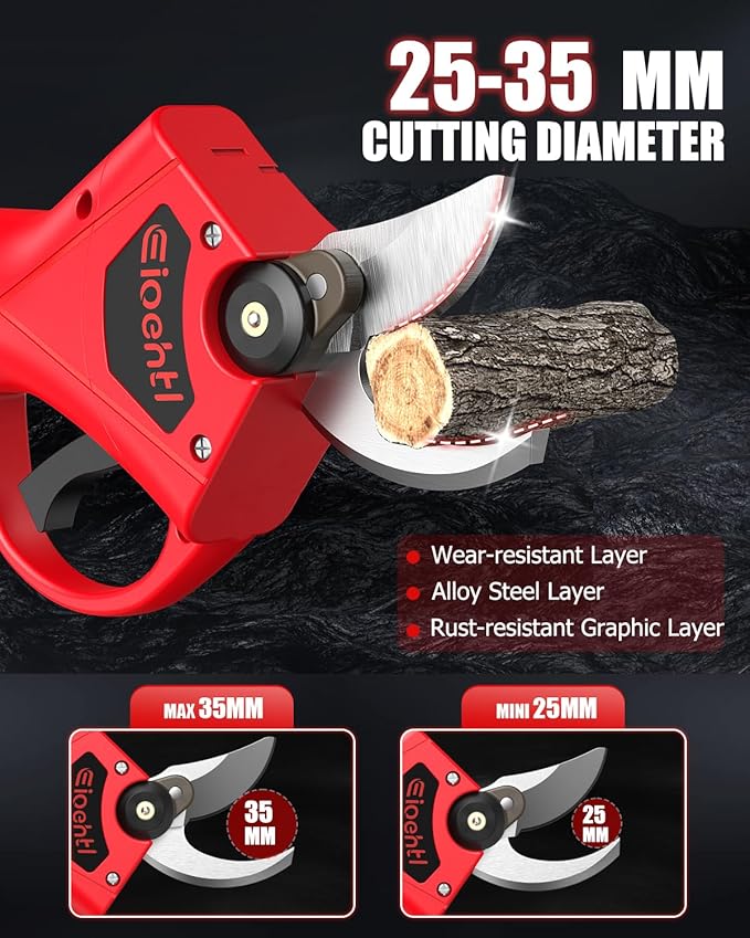 Electric Pruning Shears, Upgraded Brushless Motor, 1.4" Cutting Diameter, 2×21V 2000mAh Batteries – for Trees, Shrubs & Vineyards – FCC/CE Certified