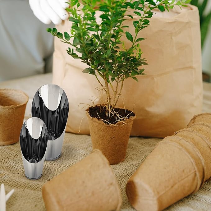 Happyyami 3pcs Bonsai Shovel Stainless Steel Garden Hand Metal Spade Shovel Bucket Spade Potted Planting Potting Cup for Home Gardening Silver