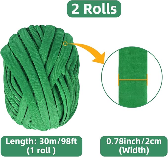 2 Packs Garden Twine, 196Ft Soft Garden String Green, Stretchy Plant Ties for Supporting and Tying Climbing Plants, Outdoor Plants, Tomatoes, Fruit Trees, Gardeners(98 Feet/Roll)