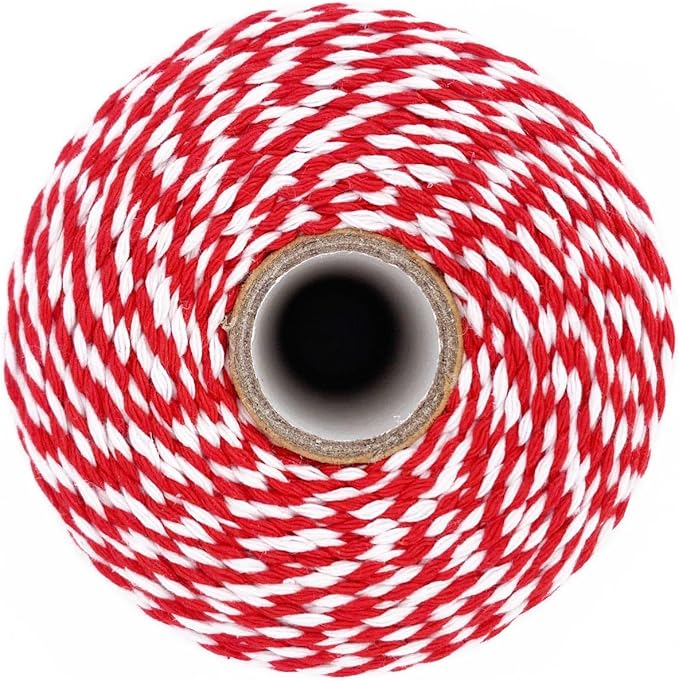 Leecogo Bakers Twine String Red and White Cotton Twine 656 Feet Christmas Twine for Gift Wrapping DIY Crafts Home Decoration Cooking