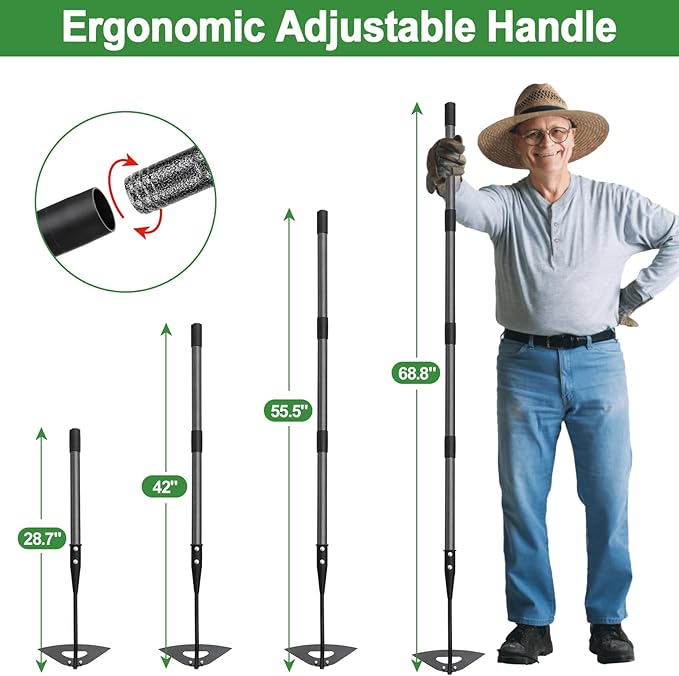 COCONUT Garden Hoe, 65 inch Long Handle Weeding Hollow Hoe Garden Tool, Heavy Duty Gardening Hoe with Durable Blade for Loosening Planting