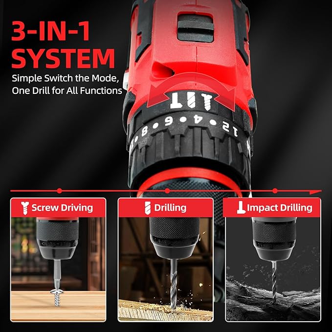 DOGTOOTH 21V MAX Cordless Drill Driver Kit with 2 * Batteries and Charger, Compatible with Makita 18V Battery Build-in LED, Variable Speed Trigger, 0-1500 RPM, Brushless Motor, Bits, Carry bag