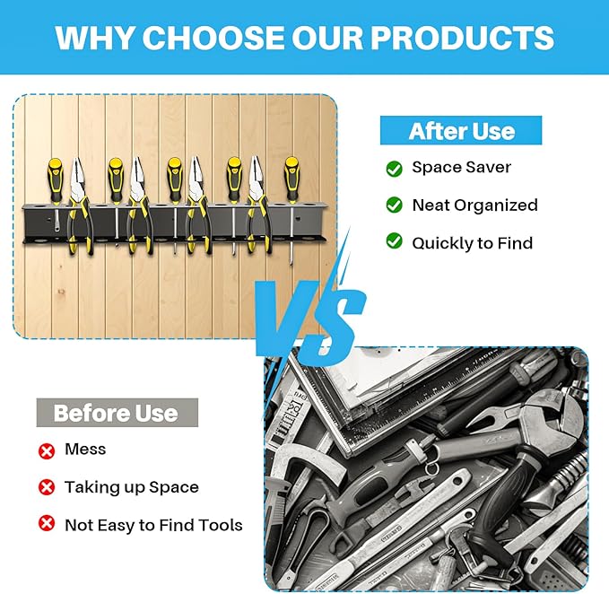 TSUMAZRURE Screwdriver Wall Rack, Screw Driver Holder and Screwdriver Rack, Tool Organizer Rack with Screw Driver Holders Organizers, Wall Mounted Tool Rack for Garage Tool Storage Rack (black)