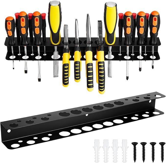 Screwdriver Plier Organizer Heavy Duty Wall Mount Tool Storage Rack Screwdriver Organizer Hand Tool Hammer Pliers Storage Rack For Garage Workshop Homes Workshops Sheds,15.75 Inch