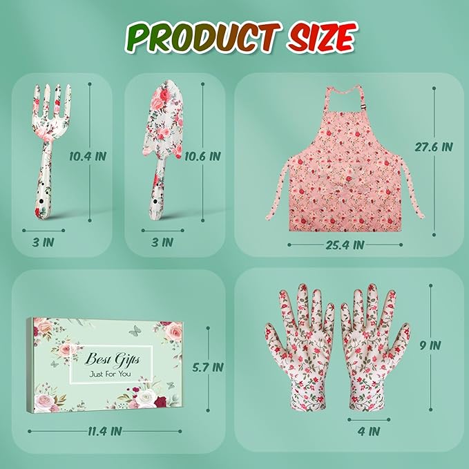 Christmas Stocking Stuffers White Elephant Gifts for Women Adults, Futricy 40th 50th 60th 70th Birthday Gardening Gifts for Mom Grandma Gardener Wife, Garden Tools with Hand Fork Trowel Gloves Apron
