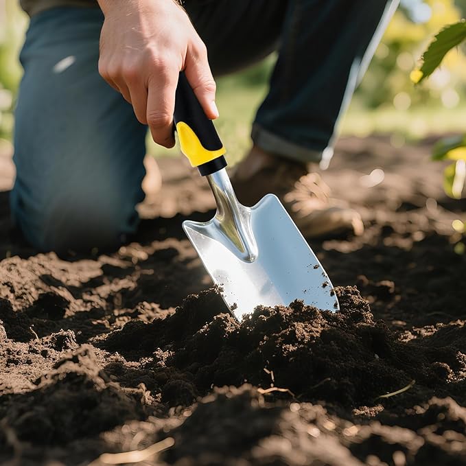 12 Pcs Garden Shovel, Aluminum Alloy Trowel Garden, Heavy Duty Small Shovels, Metal Hand Trowel, Hand Shovel with Ergonomic Handle, Gardening Tools for Digging Weeding Planting Transplanting