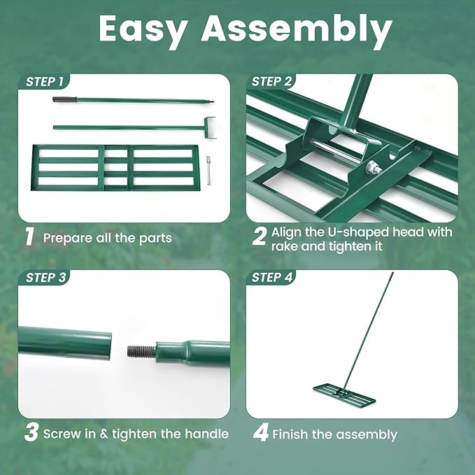 Goplus Lawn Leveling Rake, 42" x 10" Heavy Duty Level Lawn Tool w/ Ergonomic Handle for Soil, Effort-Saving Landscape Rake for Garden, Backyard, Golf Course, Farm, Pasture