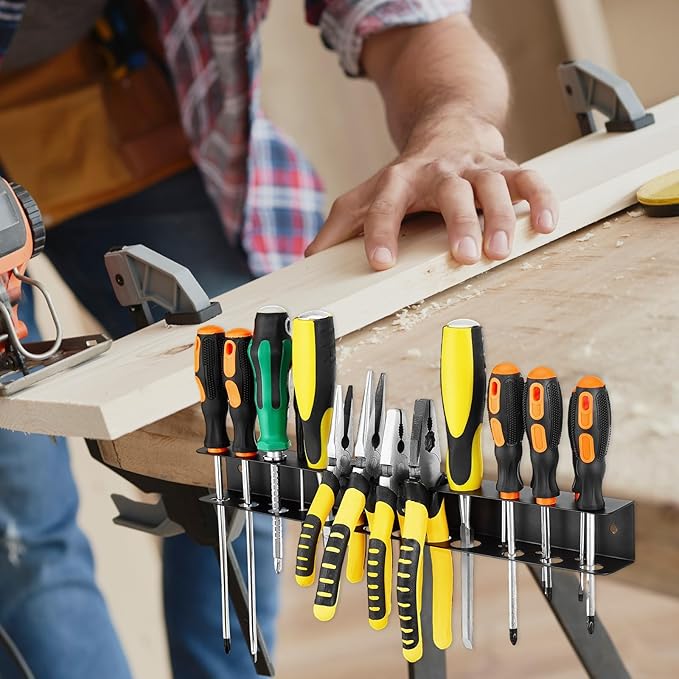 Screwdriver Plier Organizer Heavy Duty Wall Mount Tool Storage Rack Screwdriver Organizer Hand Tool Hammer Pliers Storage Rack For Garage Workshop Homes Workshops Sheds,15.75 Inch