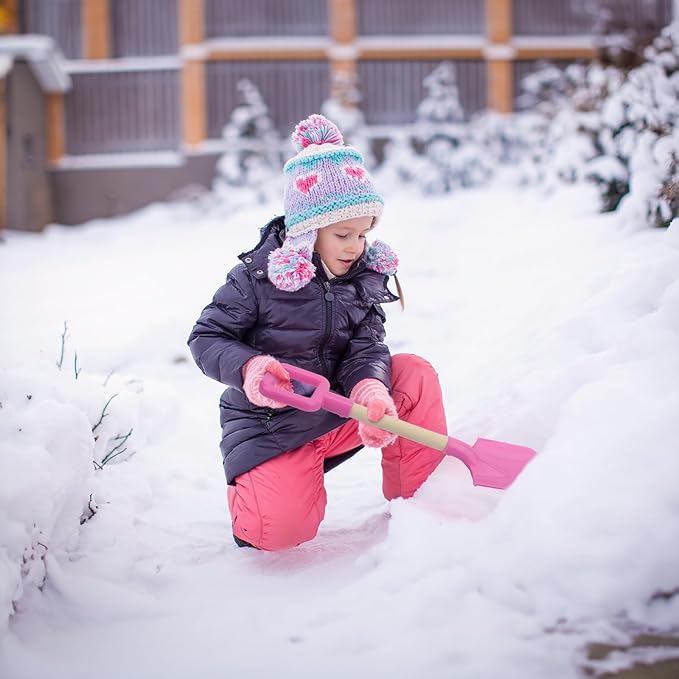Mototo 4 Pieces 16 Inch Beach Shovels Large Beach Spades Multicolor Sand Shovels with Wooden Handle Plastic Shovel for Digging Beach Sandbox Snow Garden Toys Set for Kids Adults (4 Pack, Light Series)