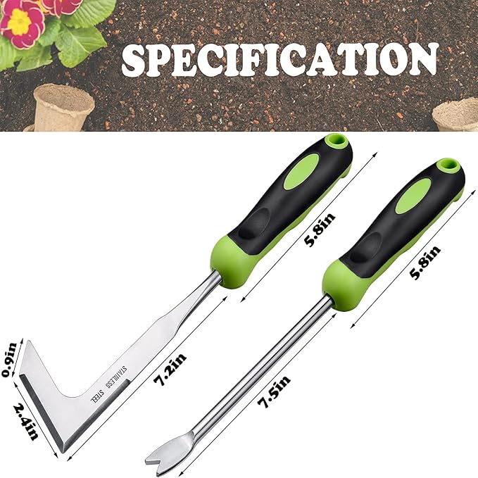 2 PCS Hand Weeder Tool Gardening Weeder Tool Garden Weeding Tool with Ergonomic Handle, Stainless Steel Garden Courtyard Lawn Farmland Transplant Gardening Plant Tool