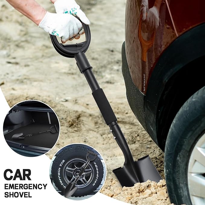 Shovel, Garden Shovel for Digging, 31 inch Small Shovels Heavy Duty Portable Mini Spade with Curved D-Handle for Gardening, Digging, Camping, Car, Kids Sand Beach Shovels