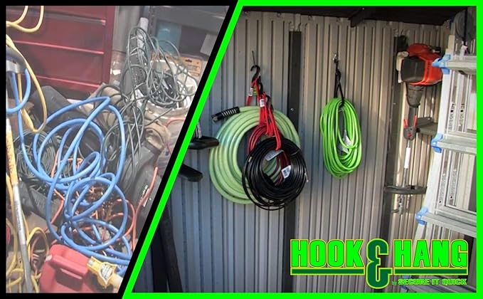 Hook & Hang Bungee Cords - Storage & Organization Cords - Hang Hoses, Cords, Ladders, Bikes, Tools & More. an Incredible Organizer! (3 PK, Blue)