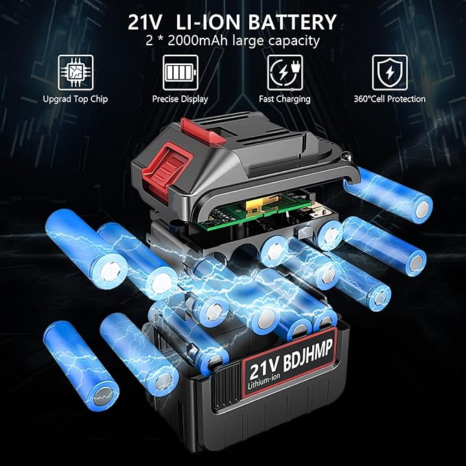 3/8'' Cordless Ratchet Wrench, 74FT-LBS (100N.m) Electric Ratchet with 21V 2 X 2.0Ah Battery, 400 RPM Chargeable Power Ratchet Driver Set with 8 Sockets,1/4 Adaptor, 3" Extension Bar,Brushless Motor