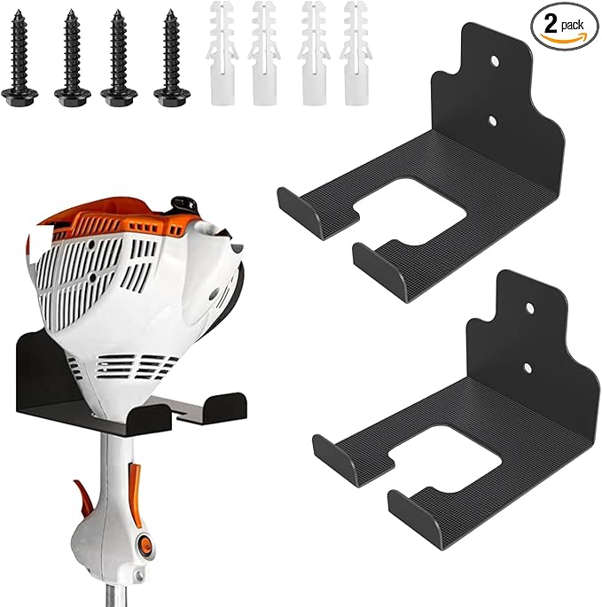 Weed Eater Rack Garage Wall Organizer, Weedeater Hanger Wall Mount For String Trimmer Hanger, Garden Tool Organizer Garage Weed Wacker Hanger - 2 Pack