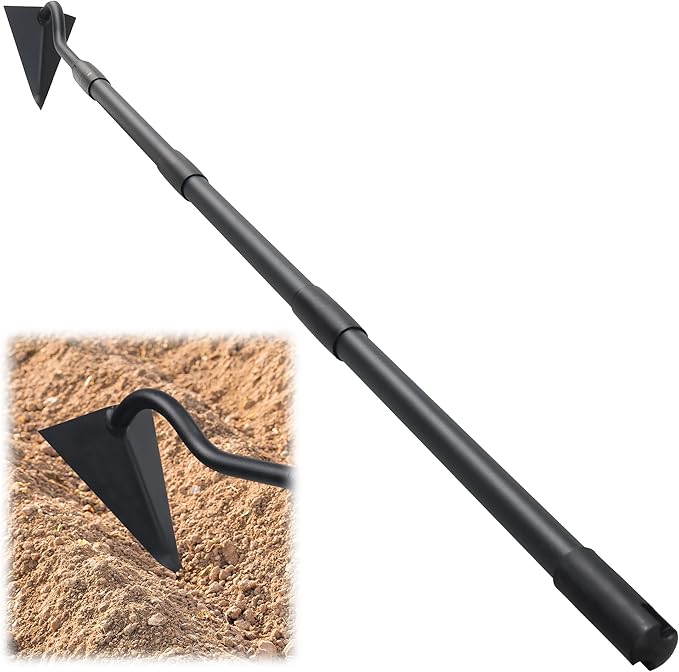Garden Hoe, 59 Inch Triangle Warren Hoes for Cutting Trenches, Digging, Loosen The Soil, Weeding, Heavy Duty Hoe Garden Tool with Adjustable Long Handle