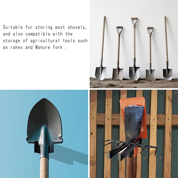 Wall Mounted Tool Rack, Heavy Duty Tool Rack for Heavy Tools Such as Shovels And Rakes, With Metal Screws and Anchors
