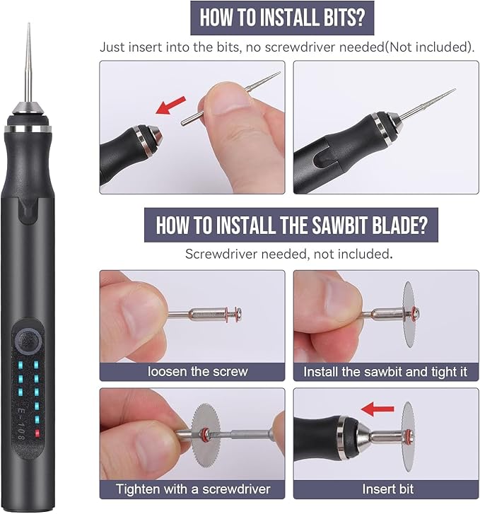 Electric Engraving Pen with 37 Bits, USB Rechargeable Cordless Engraving Machine, Portable DIY Rotary Engraver for Jewelry Wood Glass Stone Carving, Black