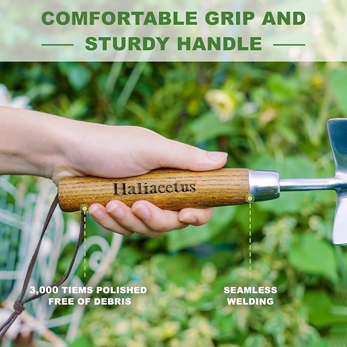 Haliaeetus Garden Trowel, Bend-Proof Stainless Steel Hand Trowel, Trowel Garden Tool with Comfortable Grip Wood Handle, Large Shovel Head Gardening Trowel for Potting up Plants and Digging in Plants